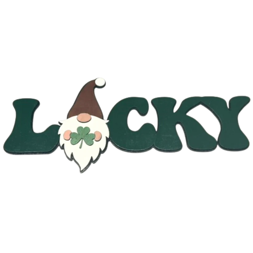 Find Your Luck: Adorable Layered "LUCKY" Gnome Sign for St. Paddy's!
